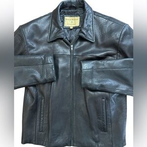 Vintage Boston Harbour Leather Bomber Jacket Black Full Zip Men’s/Women’s Small